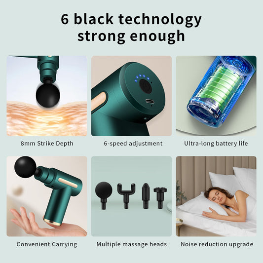 Portable Fascia Gun, Muscle Relaxation Handheld Massager, Smart Mini Vibrating, Electric Massage Gun With 4 Replaceable Massage Heads, Pocket Electric Massage Gun