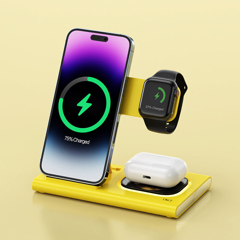 3 IN 1 15W Wireless Charging Charger Magnetic Desktop Night Light Iwatch Fast Charging Stand Gift Customization